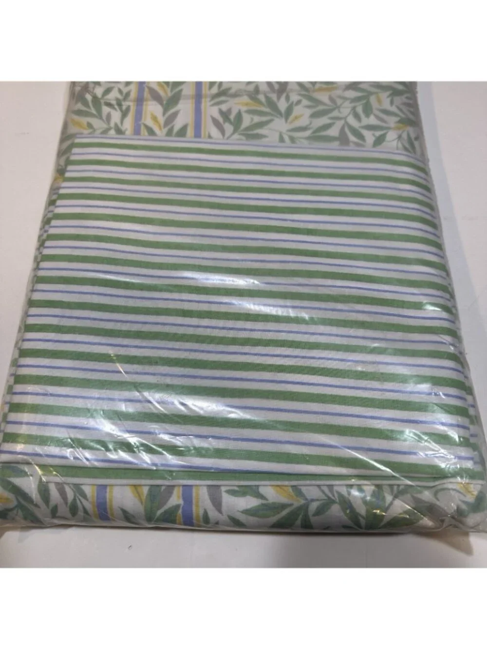 Vintage IKEA Belinda Duvet Cover Set Green Leaf Floral Cotton Twin NOS